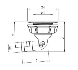 sifoon 95° keermestatud Ø32 joonis