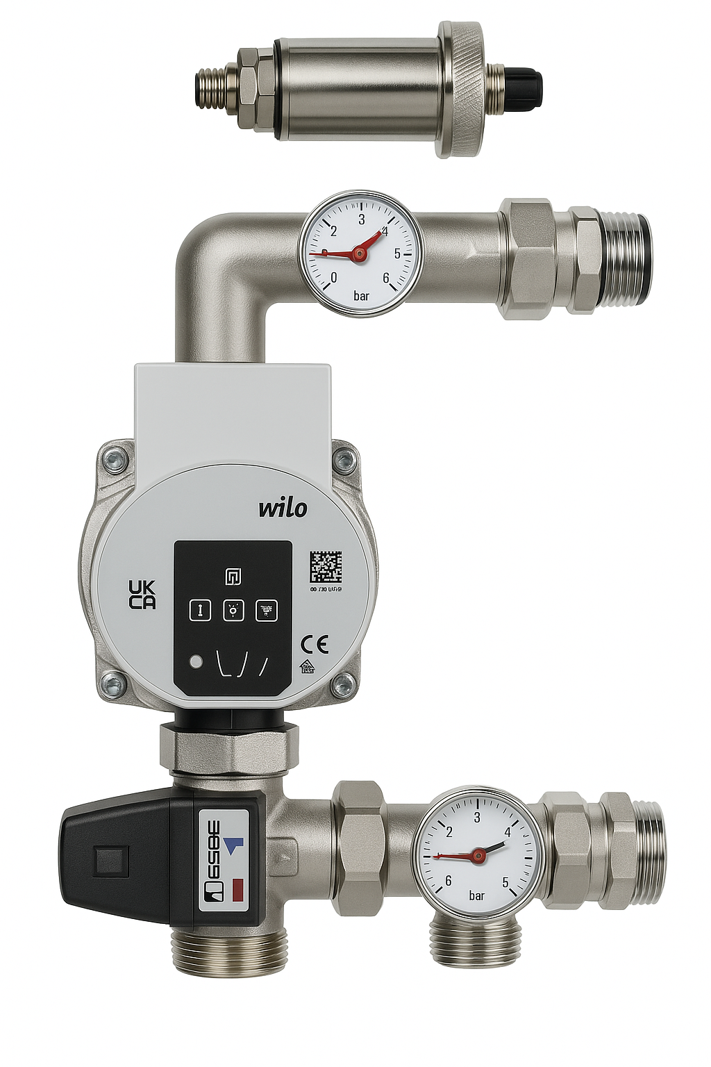 automaatõhutusega segamiskomplekt wilo para pump + esbe kolmekäiguline ventiil(nikkel)